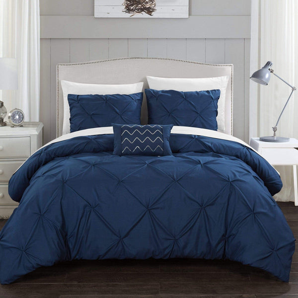 Chic Home Daya 8 Piece Pinch Pleat Duvet Cover Set Navy