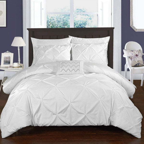 Chic Home Daya 8 Piece Pinch Pleat Duvet Cover Set White