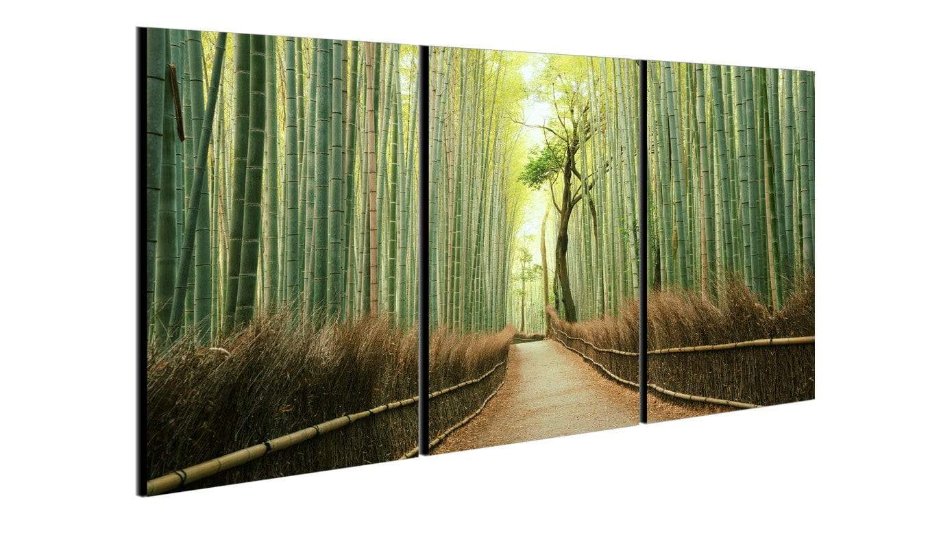 Chic Home Decor Pine Road 3 Piece Wrapped Canvas Wall Art Forest Scene
