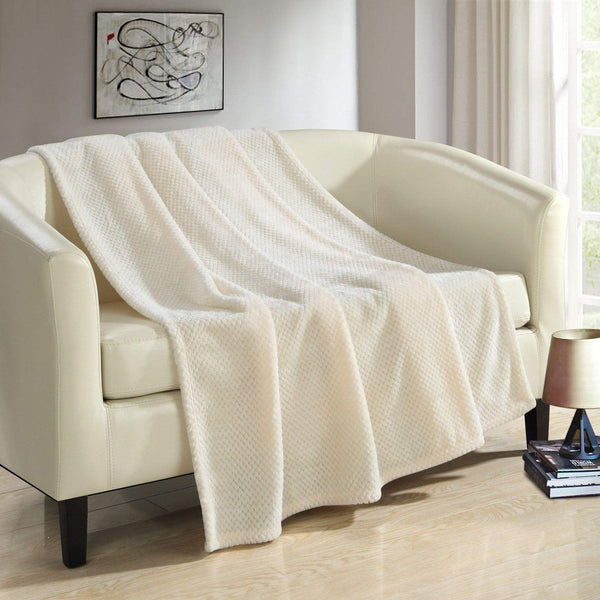 Chic Home Dijon Faux Fur Waffle Textured Throw Blanket Beige