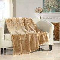 Chic Home Dijon Faux Fur Waffle Textured Throw Blanket Camel