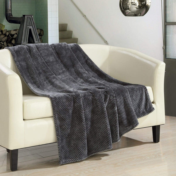 Chic Home Dijon Faux Fur Waffle Textured Throw Blanket Grey