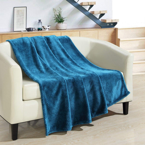 Chic Home Dijon Faux Fur Waffle Textured Throw Blanket Teal