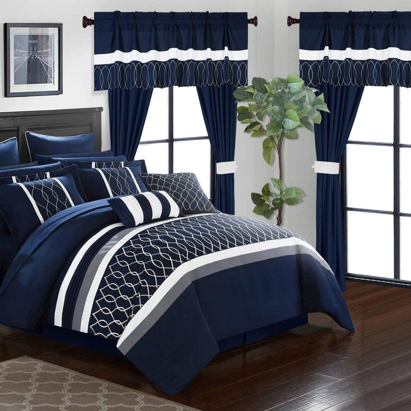 Chic Home Dinah 24 Piece Pleated Ruffled Comforter Set Bedding