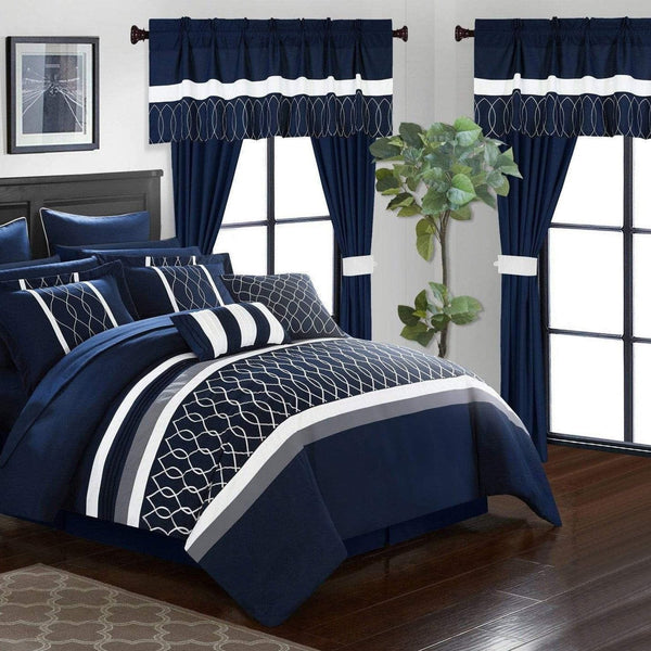 Chic Home Dinah 24 Piece Color Block Comforter Set Navy