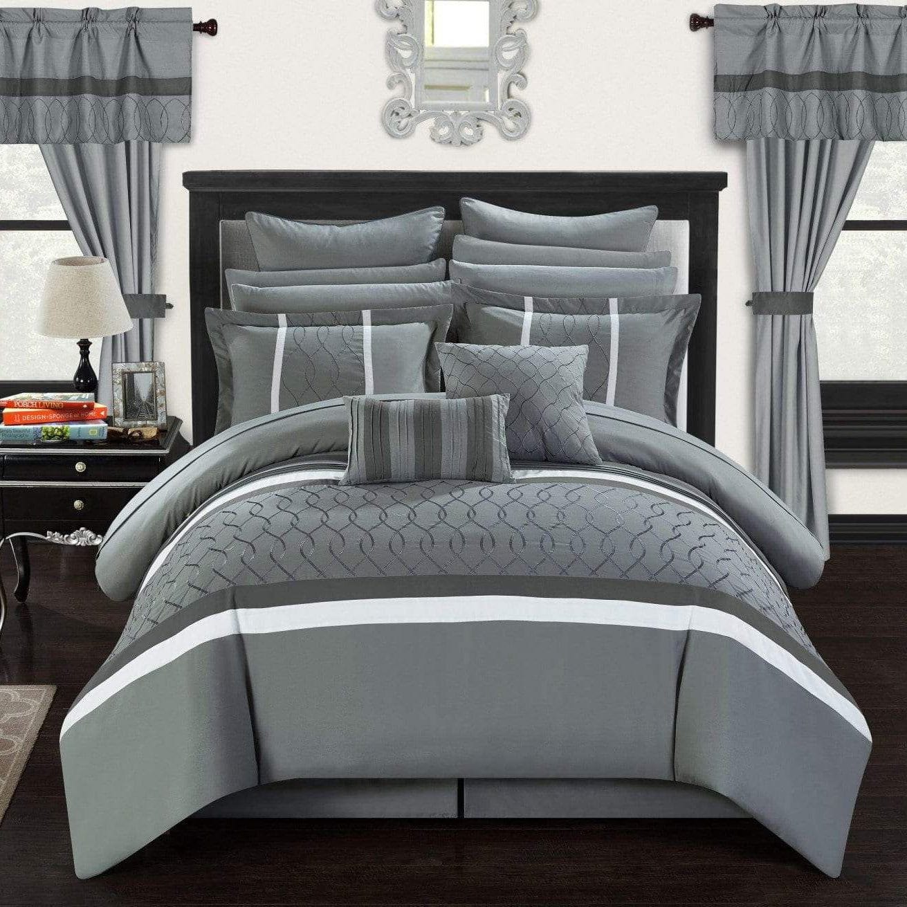 Chic Home Dinah 24 Piece Pleated Ruffled Comforter Set Bedding