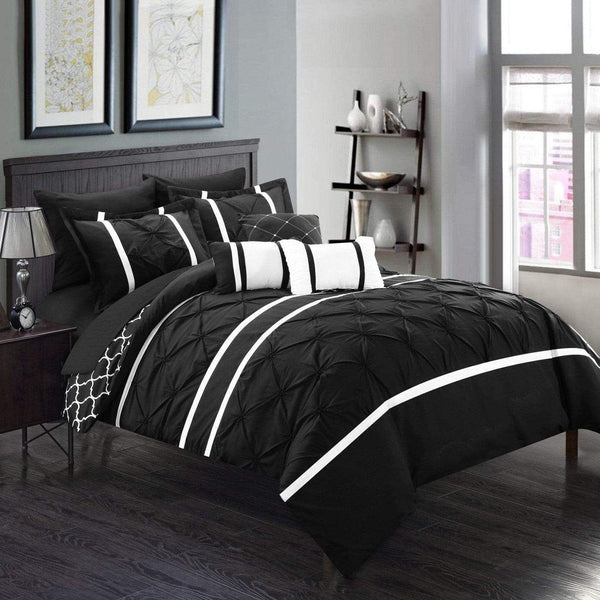 Chic Home Dorothy 10 Piece Reversible Comforter Set Black