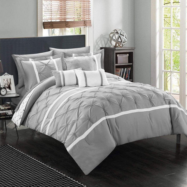 Chic Home Dorothy 10 Piece Reversible Comforter Set Grey