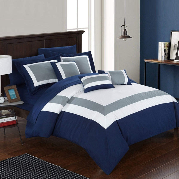 Chic Home Duke 10 Piece Color Block Comforter Set 