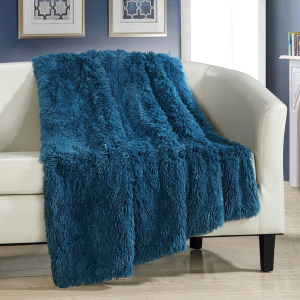 Chic Home Elana Shaggy Faux Fur Throw Blanket Teal