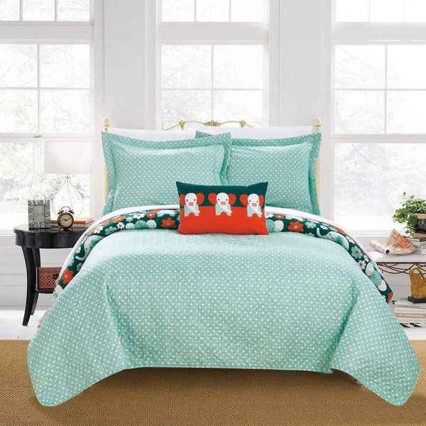 Chic Home Elephant Marsh 4 Piece Cute Elephant Quilt Set 