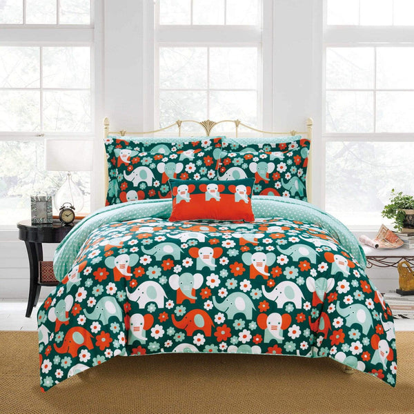 Chic Home Elephant Reprise 8 Piece Cute Elephant Comforter Set Twin/Twin XL