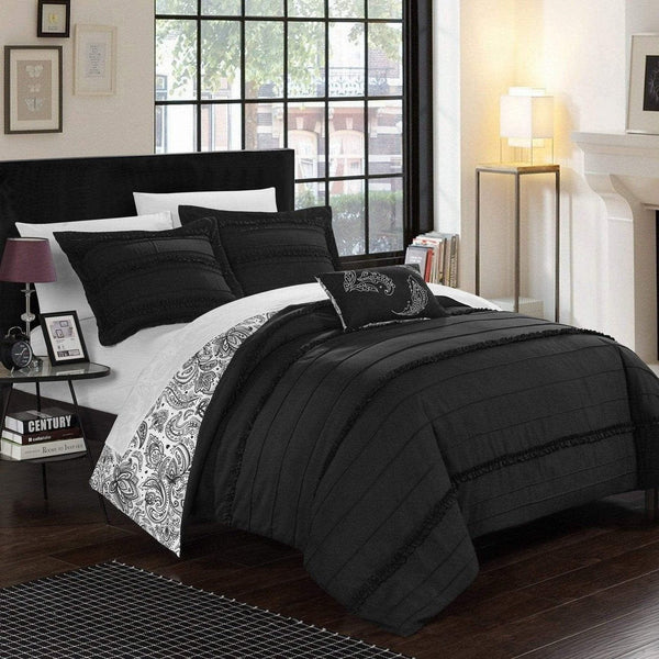 Chic Home Eliza 4 Piece Floral Duvet Cover Set Black