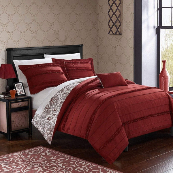 Chic Home Eliza 4 Piece Floral Duvet Cover Set Brick