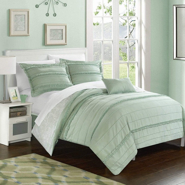 Chic Home Eliza 4 Piece Floral Duvet Cover Set Green