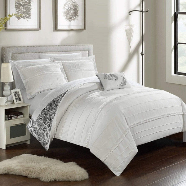 Chic Home Eliza 8 Piece Floral Duvet Cover Set White