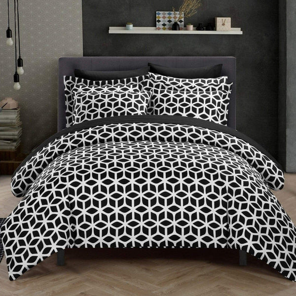 Chic Home Elizabeth 3 Piece Reversible Duvet Cover Set Black