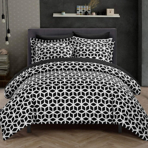 Chic Home Elizabeth 9 Piece Reversible Duvet Cover Set Black