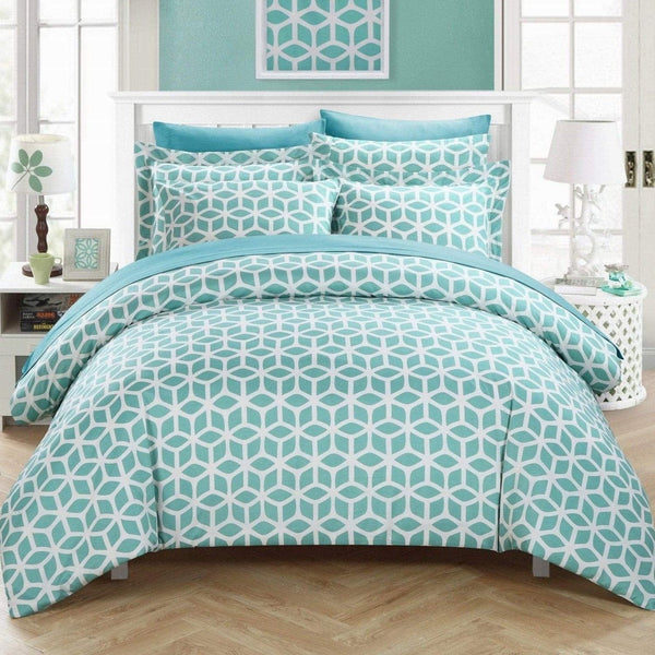 Chic Home Elizabeth 9 Piece Reversible Duvet Cover Set Green