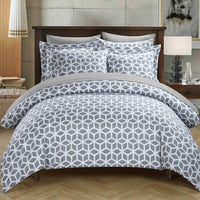 Chic Home Elizabeth 9 Piece Reversible Duvet Cover Set Grey