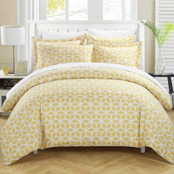 Chic Home Elizabeth 9 Piece Reversible Duvet Cover Set Yellow