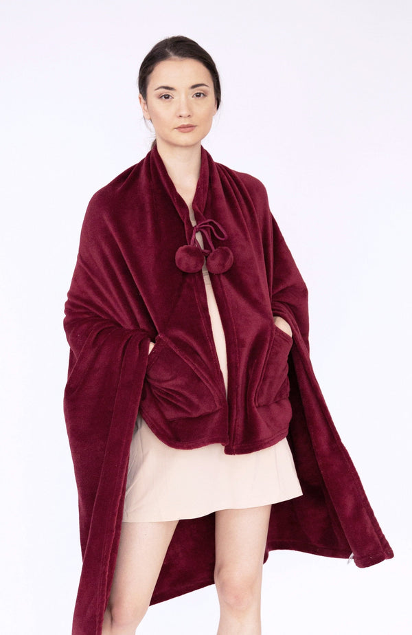 Chic Home Elke Plush Faux Fur Fleece Wrap Burgundy