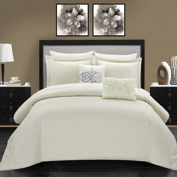 Chic Home Emery 9 Piece Stitched Comforter Set Beige