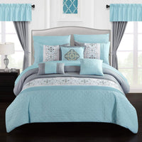 Chic Home Emily 20 Piece Floral Comforter Set Aqua