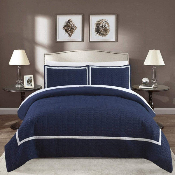 Chic Home Faige 3 Piece Hotel Duvet Cover Set Navy