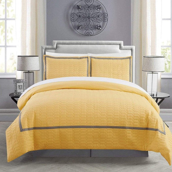 Chic Home Faige 3 Piece Hotel Duvet Cover Set Yellow