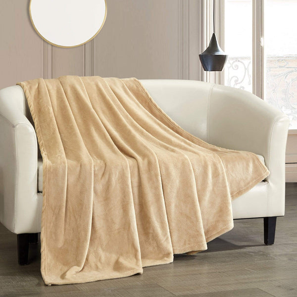 Chic Home Gaten Micro Mink Fleece Throw Blanket Camel