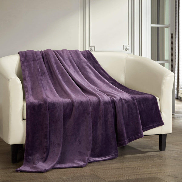 Chic Home Gaten Micro Mink Fleece Throw Blanket Plum