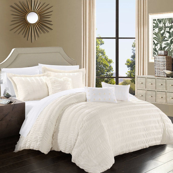 Chic Home Hadassah 10 Piece Striped Comforter Set Beige