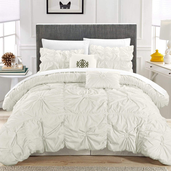 Chic Home Halpert 10 Piece Floral Comforter Set White