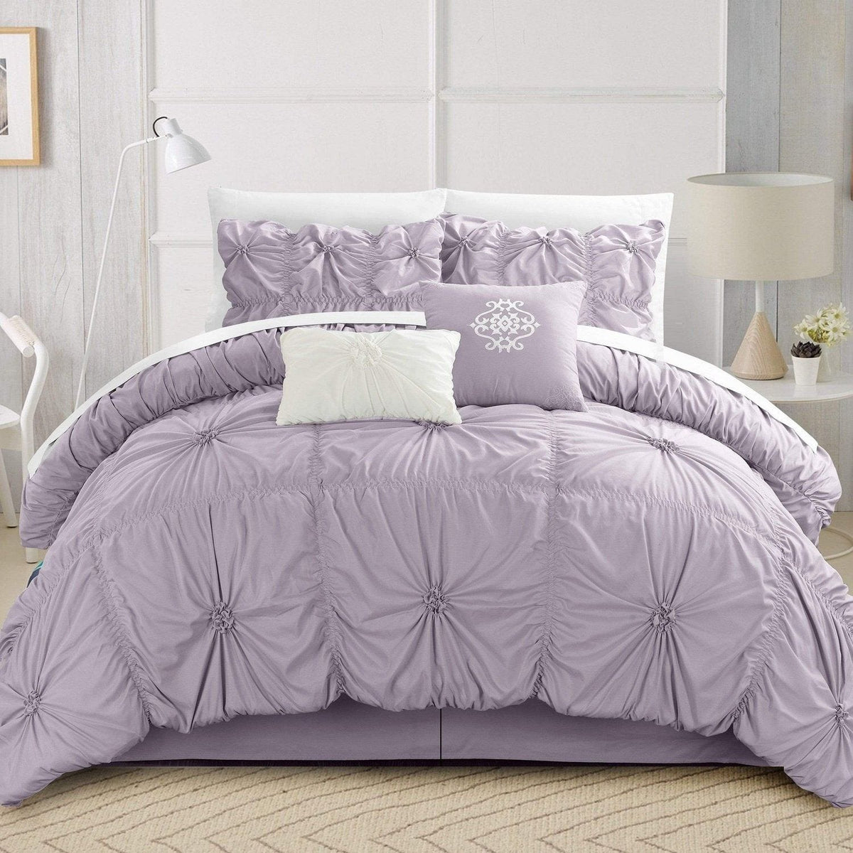 Chic Home Halpert 6 Piece Floral Comforter Set Lavender