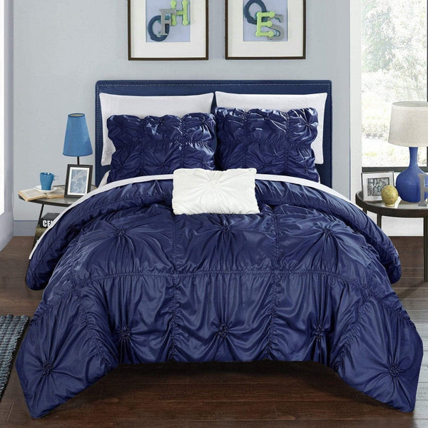 Chic Home Hamilton 4 Piece Floral Duvet Cover Set Navy