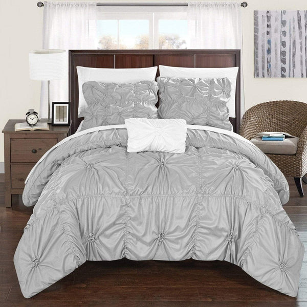 Chic Home Hamilton 4 Piece Floral Duvet Cover Set Silver