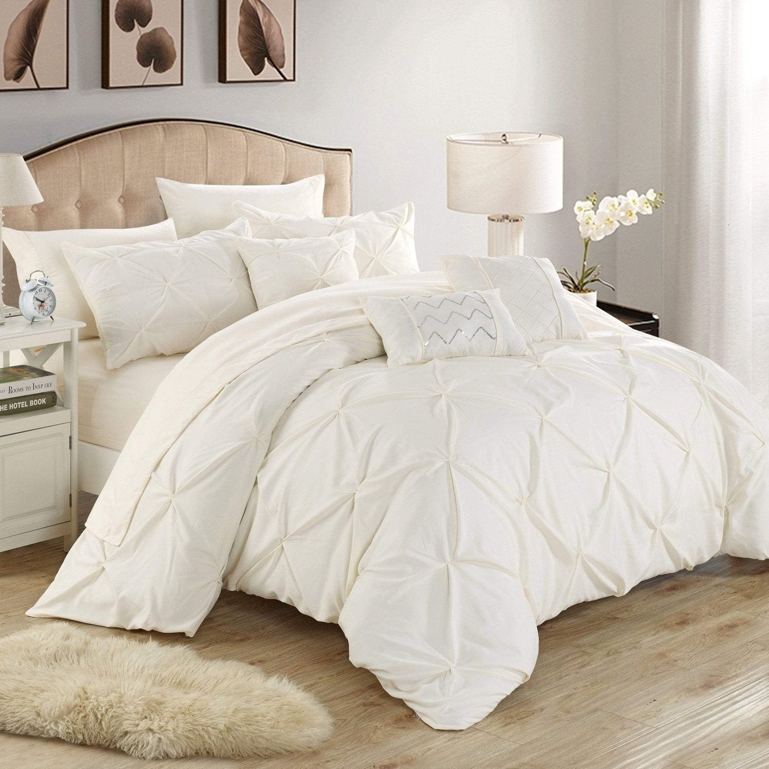 Hannah 10 Piece Pinch Pleat Comforter Set