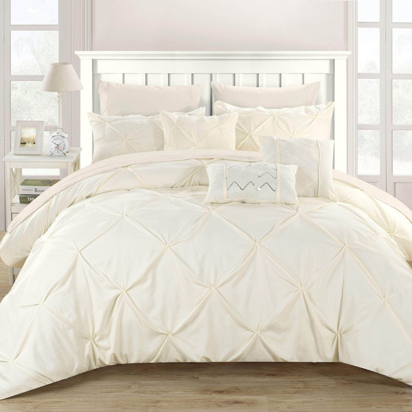 Chic Home Hannah 10 Piece Pinch Pleat Comforter Set Beige