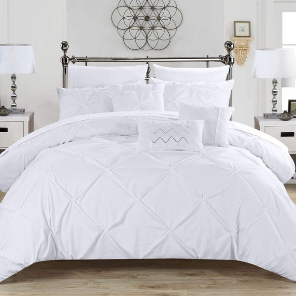 Chic Home Hannah 10 Piece Pinch Pleat Comforter Set White