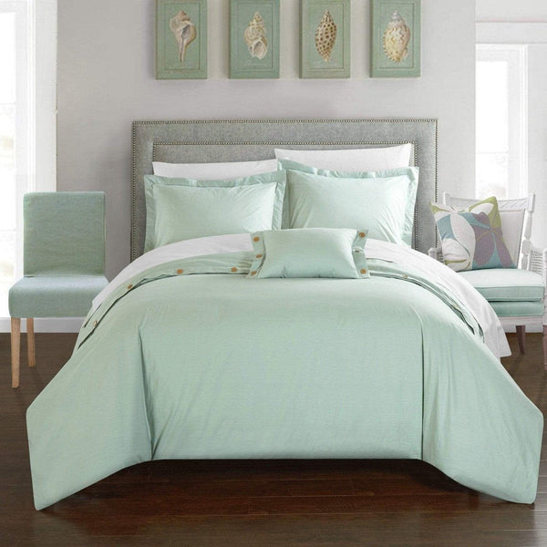 Chic Home Hartford 4 Piece Cotton Duvet Cover Set Aqua