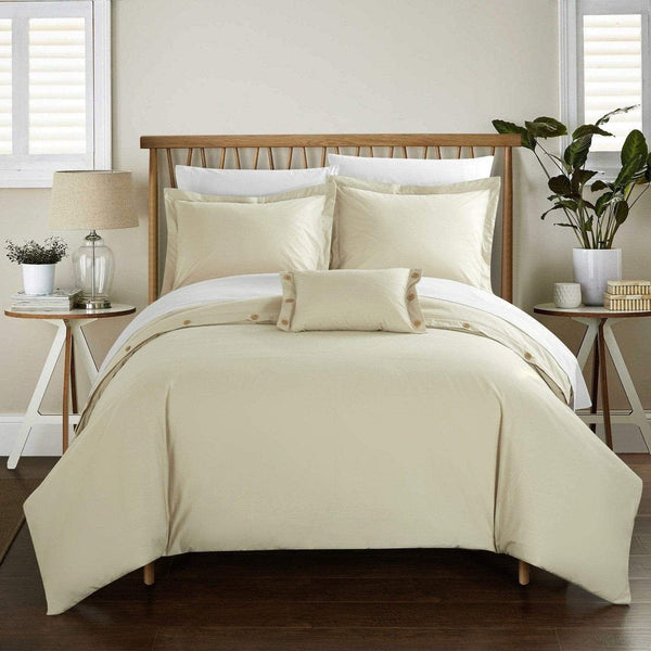 Chic Home Hartford 4 Piece Cotton Duvet Cover Set Beige