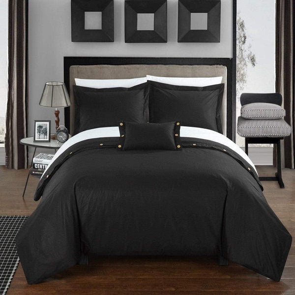 Chic Home Hartford 4 Piece Cotton Duvet Cover Set Black