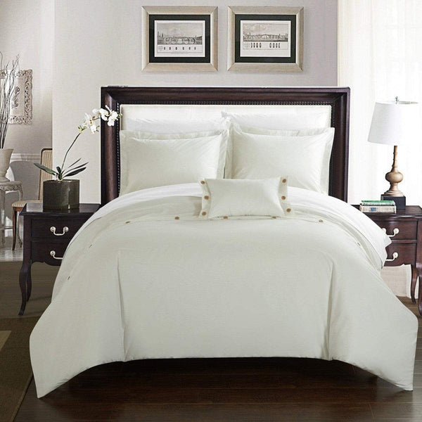 Chic Home Hartford 8 Piece Cotton Duvet Cover Set White