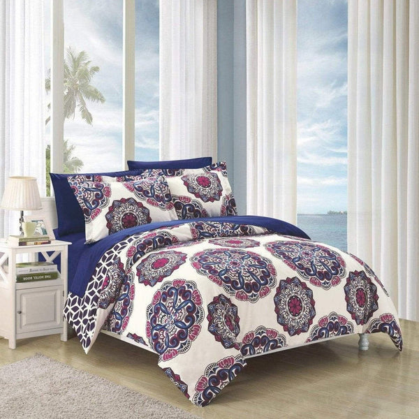 Chic Home Ibiza 3 Piece Boho Duvet Cover Set Navy