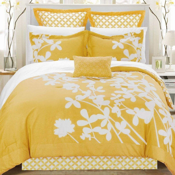 Chic Home Iris 7 Piece Floral Comforter Set Yellow