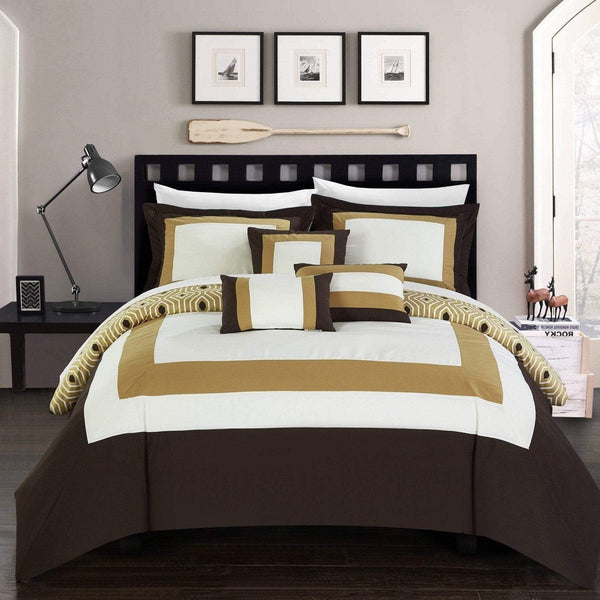 Chic Home Jake 10 Piece Reversible Comforter Set Gold