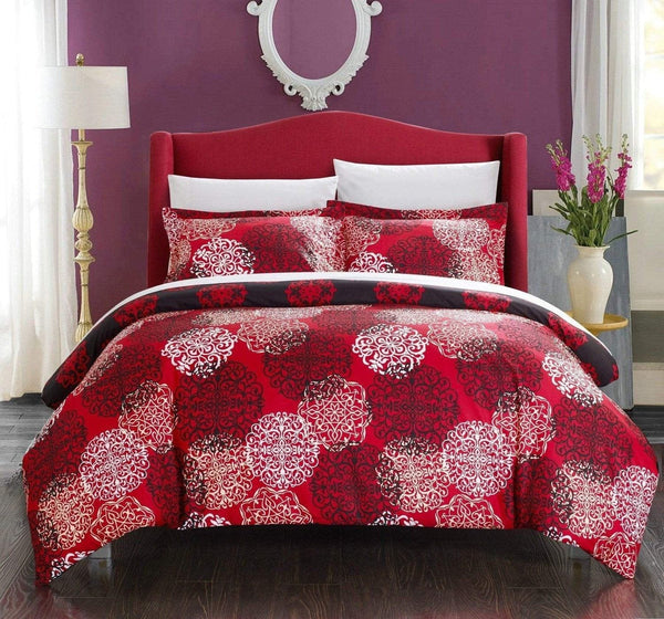 Chic Home Jerome 3 Piece Boho Duvet Cover Set Red