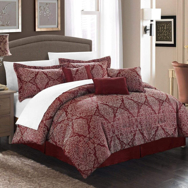 Chic Home Jessica 11 Piece Jacquard Comforter Set Red