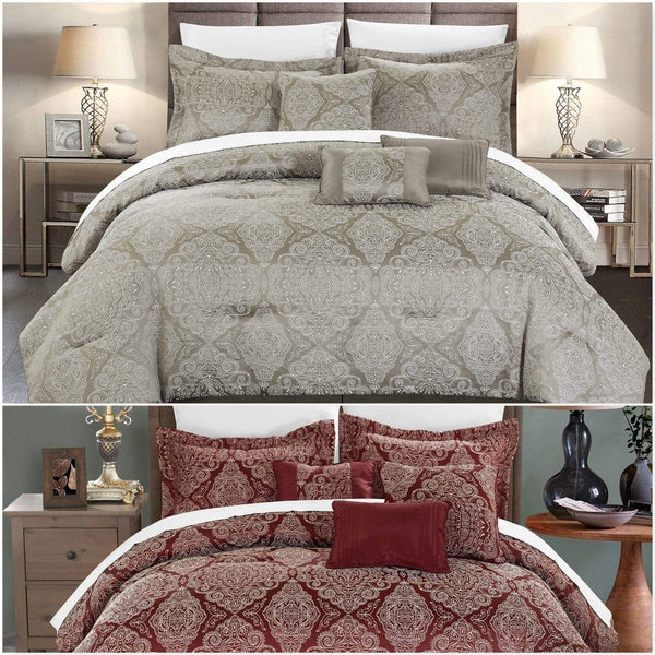 Chic Home Jessica 7 Piece Jacquard Comforter Set 